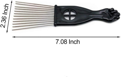 2 Pieces Hair Pick Afro Pick Metal Pick Comb Detangle Wig Braid Twist Hair Styling Comb Hair Comb Pick Wave Barber Tool Afican hair styling