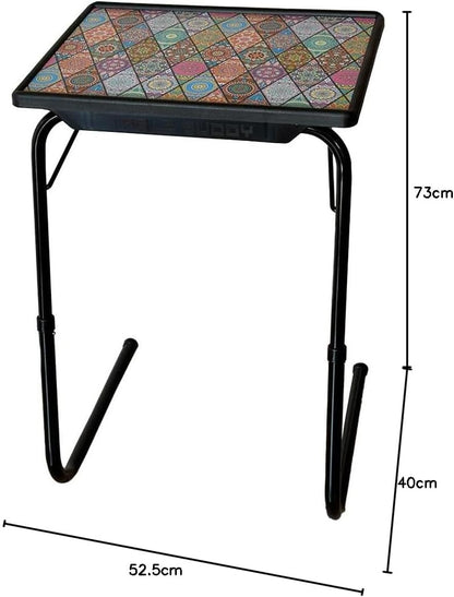 OAK N' OAK Bunny Bear Table-Mandala Design® | Adjustable Multi Position Portable Folding Table Mate for Bed Trey, Work, Watch TV, Dining, Study, Outdoor & Office Furniture (Mandala)