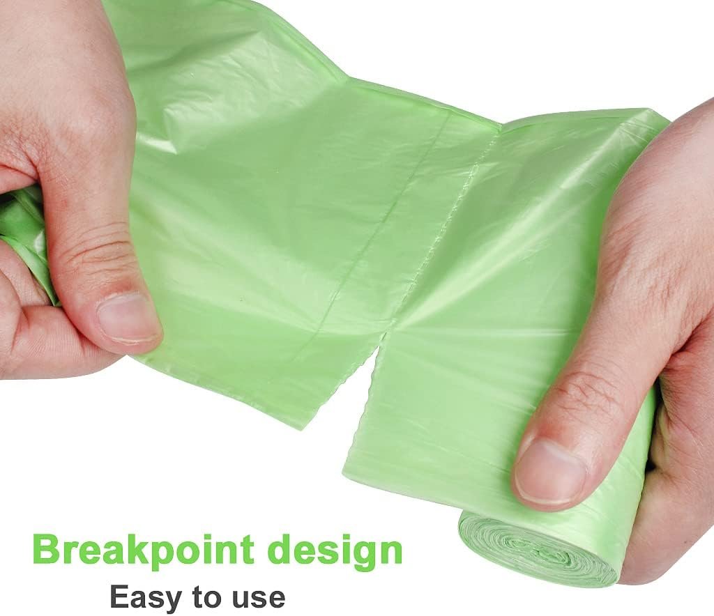 Biodegradable Trash Bags 100 Counts 2.6 Gallon Garbage Bags Small Strong Eco-Friendly Wastebasket Liners for Bathroom Kitchen Office-Green