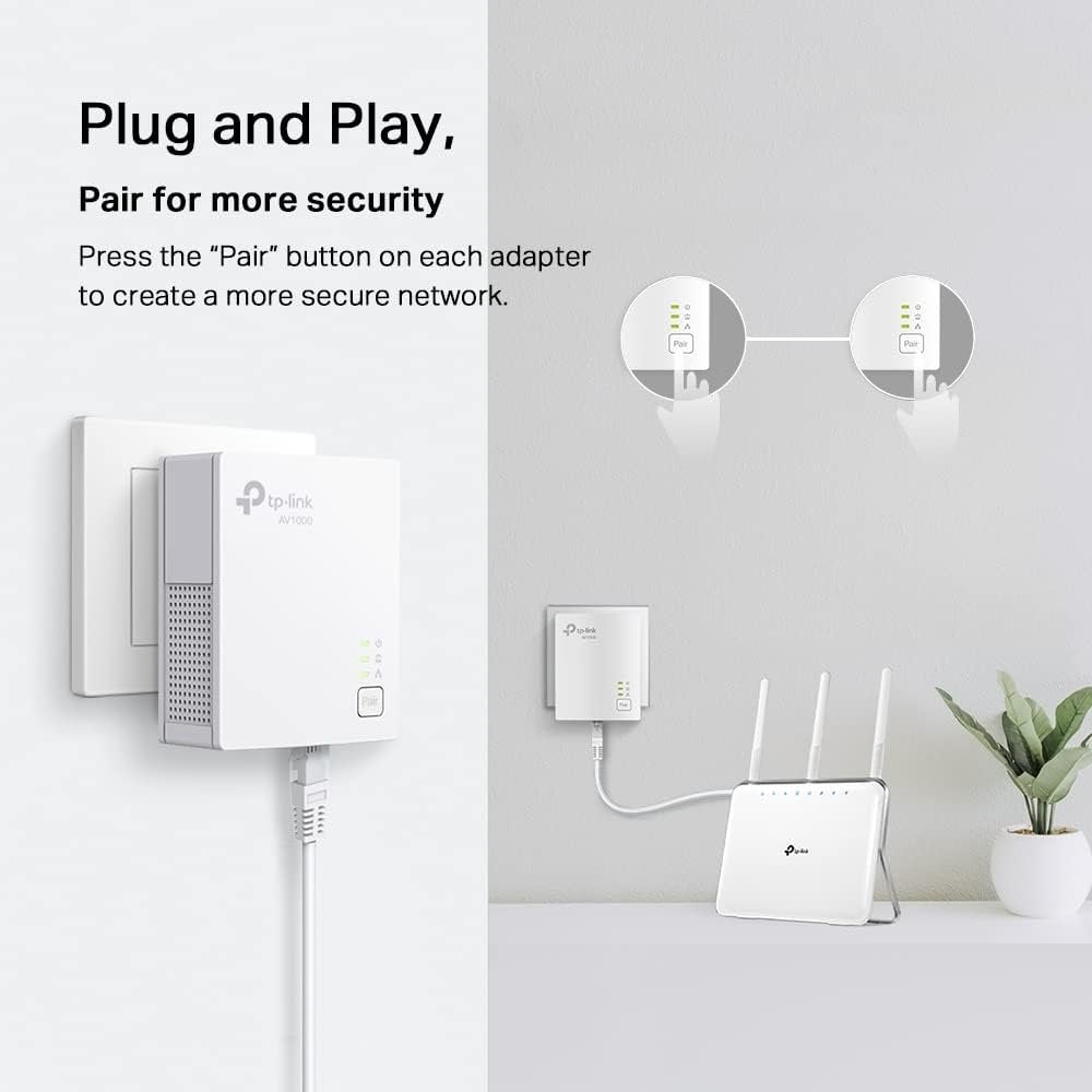 TP-Link Powerline Ethernet Adapter Starter Kit - AV1000 Gigabit Port, Plug&Play, Ethernet Over Power, Nano Size, Ideal for Smart TV, Online Gaming, Wired Connection Only (TL-PA7017 KIT)