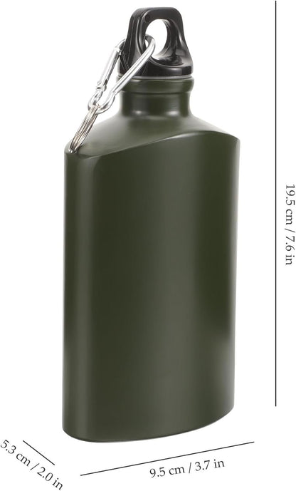 SUPVOX Portable Canteen, Wear-Resistant Aluminum Water Bottle with Hook, 500ml Capacity, Army Green, Ideal for Hiking, Camping, Travel, Outdoor Activities