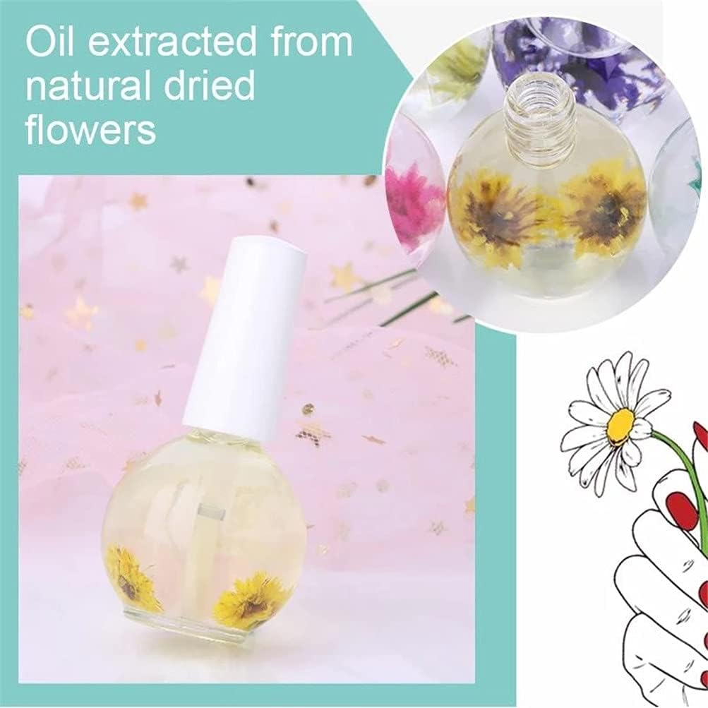 LILOVE 6 Bottle 15 ml Nail Nutritional Cuticle Oil Dried Flowers Softener Remover Flower Flavor DIY Nail Art Care Nail Nutrition Oil