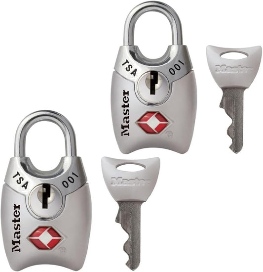 Master Lock D4689JADSLV Padlock, TSA Lock, Key Type, Small, Lightweight, Main Body Width 1.0 inches (25 mm), Hanging Height 0.6 inches (14 mm), Suitcase, Travel Bag, Key for International Travel,