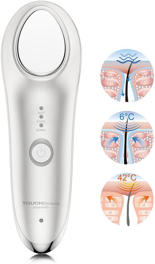 TOUCHBeauty Hot & Cold Facial Massager - Handheld Vibration Skin Rejuvenating Relaxation Device for Smoother Tighter Face, Skincare Warming & Cooling Beauty Tool for Women