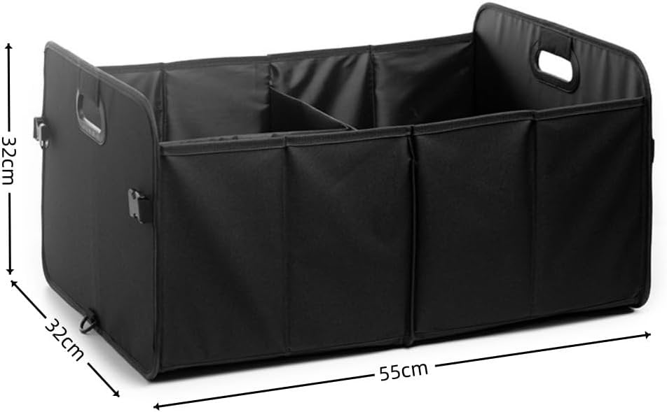 Naisfei Car Storage Box, Car Trunk Organiser Cargo Storage, Foldable Waterproof Oxford Cloth Multi-Compartment Trunk Organizer, Adjustable Straps for Car Storage(21.6 x 12.6 x 12.6 inches)