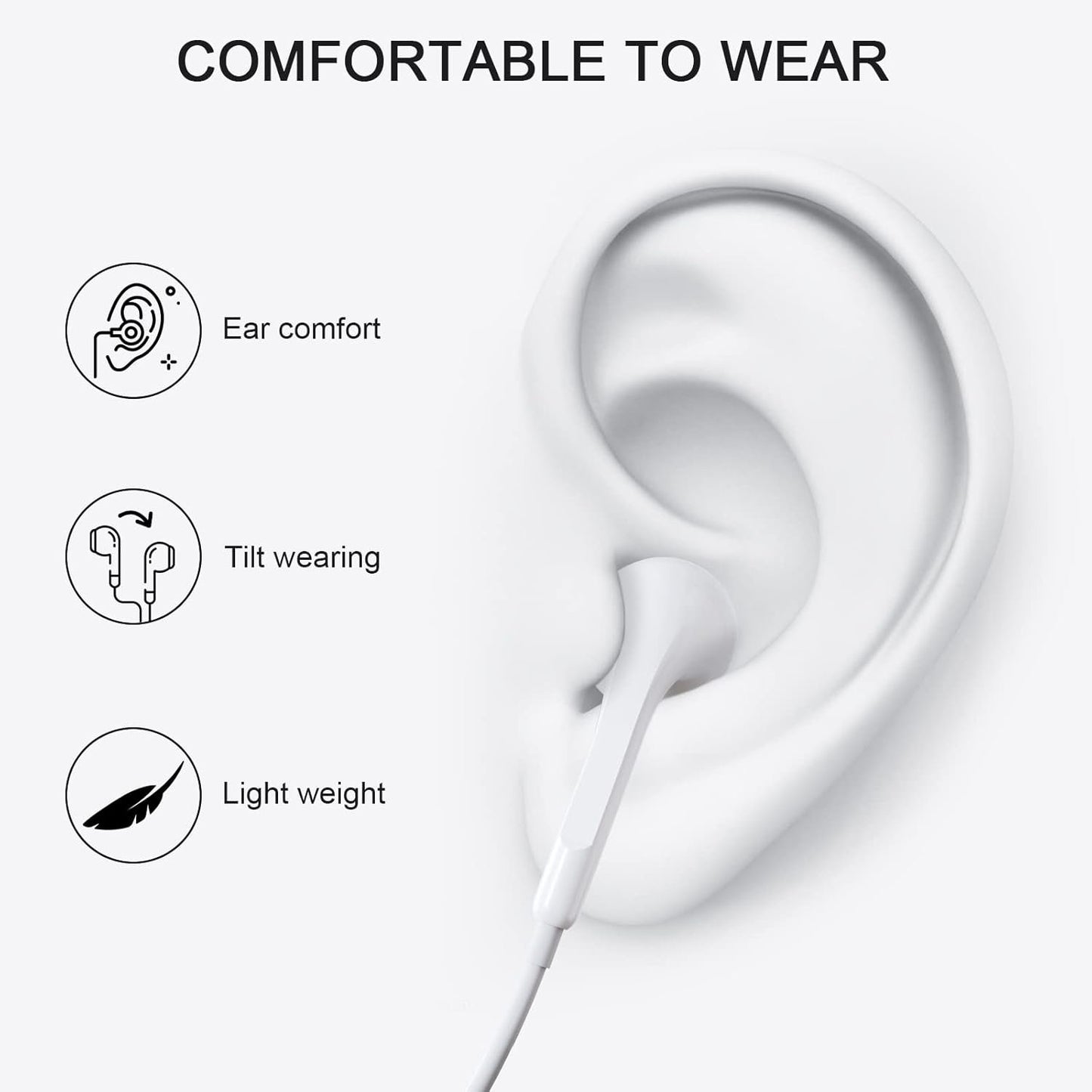 Apple Earbuds Lightning Headphones for iPhone, iPhone Earphones Wired with Lightning Connector【Apple MFi Certified】 for iPhone 14/13/12/11/XR/XS/X/8 (Built-in Microphone & Volume Control)