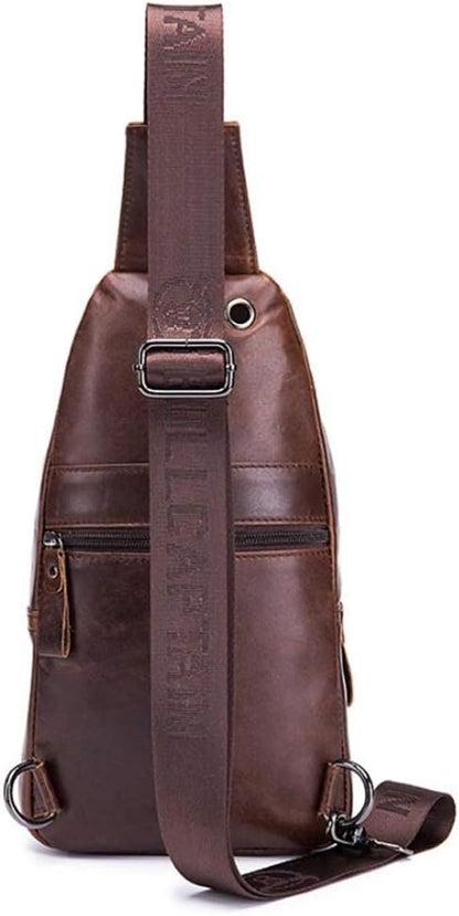 Xieben Vintage Leather Sling Chest Bag Crossbody Pack for Men Women Travel Outdoor Shoulder Pack Backpack Daypack