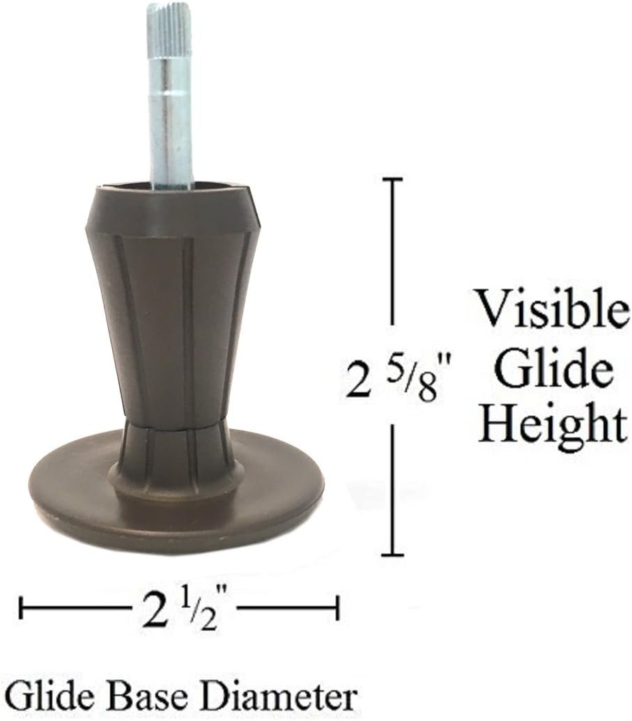 Steel Stem Plastic Bed Frame Glide | Sturdy Bed Frame Legs | Set of 6 | Protect Your Floor by Changing Your Bed Wheels with These Bed Frame Feet | Dark Brown | Set of 6