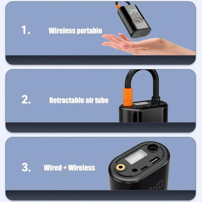 Aircore S1 – Smart Portable Tire Inflator Wireless Wired Power Bank, Equipped with Lighting + SOS Rescue Light Function, Suitable for Cars, Motorcycles, Bicycles (Black)