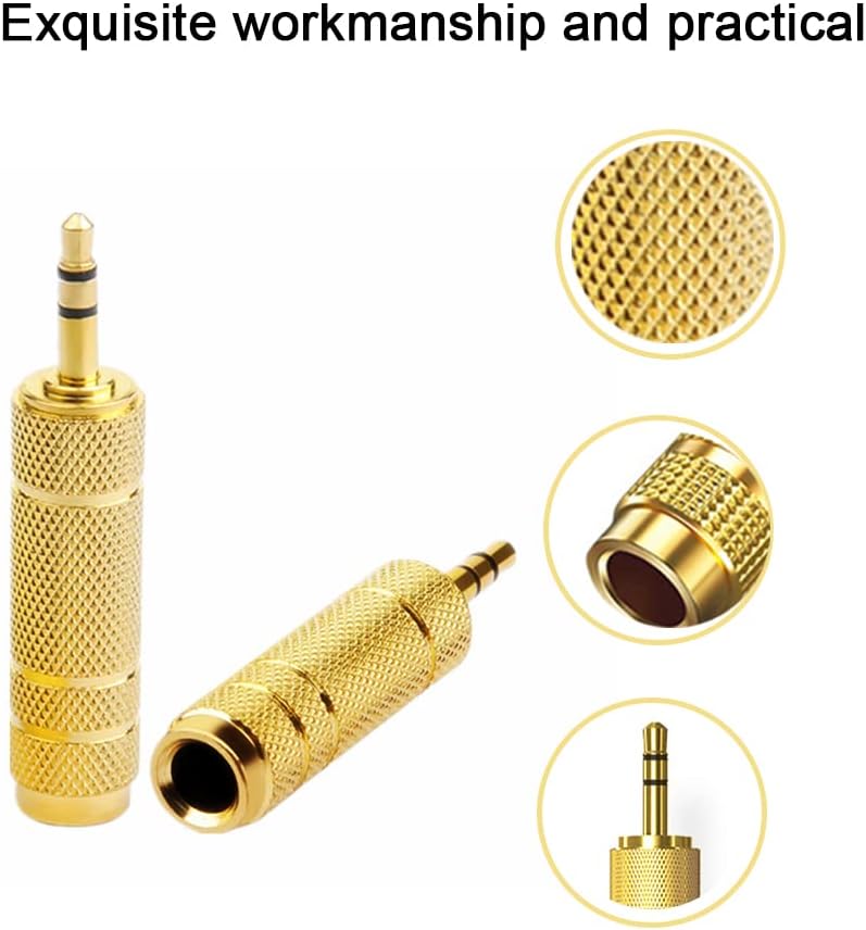 3.5 mm Male to 6.35 mm Female and 6.35 mm Male to 3.5 mm Female Stereo Jack Adapter Plated, Jack Adapter 6.3 3.5 Headphone Amplifier Compatible with Guitar Electronic Keyboards Headphones