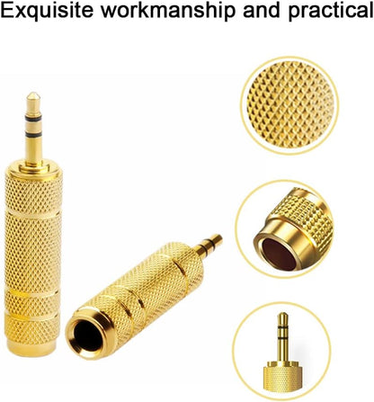 3.5 mm Male to 6.35 mm Female and 6.35 mm Male to 3.5 mm Female Stereo Jack Adapter Plated, Jack Adapter 6.3 3.5 Headphone Amplifier Compatible with Guitar Electronic Keyboards Headphones
