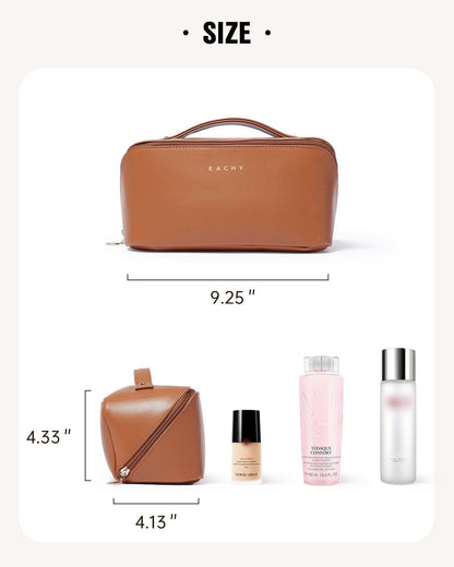 EACHY Travel Makeup Bag, Large Capacity Cosmetic Bags for Women, Waterproof Portable Pouch Open Flat Toiletry Bag
