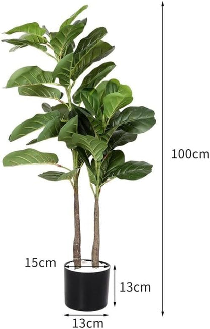 Lambu 100cm Artificial Plants Tree, Artificial Tree Fake Tree Tall Faux Trees Indoor Fake Plants, Lifelike Green Fake Potted Tree for Home Office Warehouse Decor Indoor Outdoor