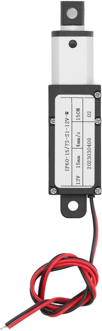 15mm Stroke Micro Linear Actuator, 12V Force 150N Speed 4mm / s Mini Electric Linear Actuator Built in Limit Switch, Electric Motion Actuator for Home Automation, Robotics, Cabinet (No Bracket)