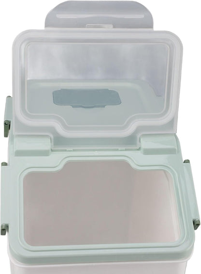 Airtight Rice Container Large Thickened PP Material Exquisite Design, Mint Green Rice Storage Container with Easy Open and Close Lid (25kg / 55.1lb)