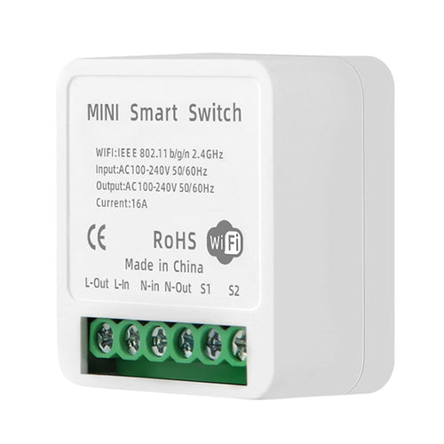 Domary Mini WiFi Switch Module 16A Wi-Fi Intelligent Relay Light Switch APP Remote Control Voice Control DIY Breaker Module Home Appliance Automation (AC 100-240V)