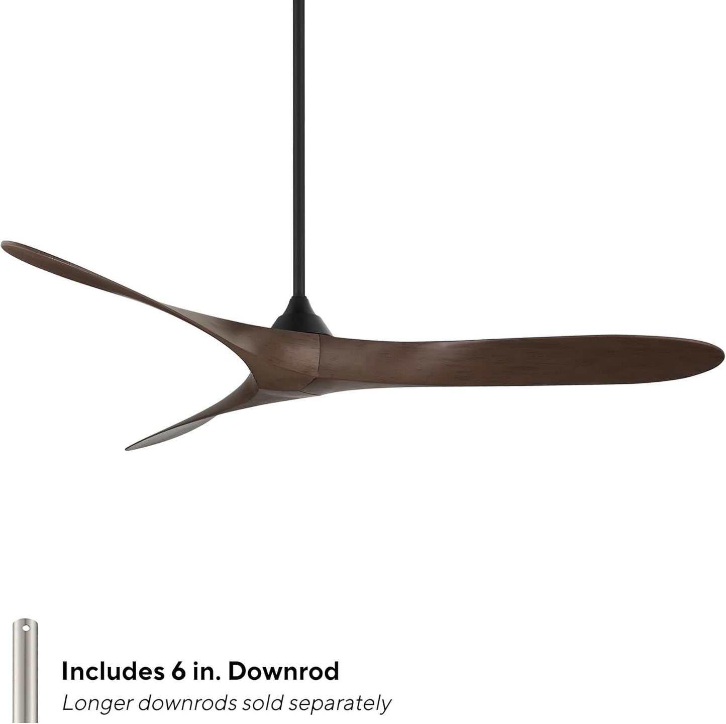 WAC Lighting Malibu Indoor and Outdoor 3-Blade Smart Home Ceiling Fan 70in Matte Black Dark Walnut with Remote Control works with Alexa and iOS or Android App