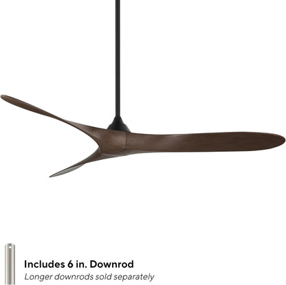 WAC Lighting Malibu Indoor and Outdoor 3-Blade Smart Home Ceiling Fan 70in Matte Black Dark Walnut with Remote Control works with Alexa and iOS or Android App