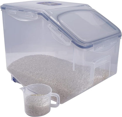 Lock & Lock Plastic Rice Case 12L Container/Storage Food Organiser w/Cup Clear