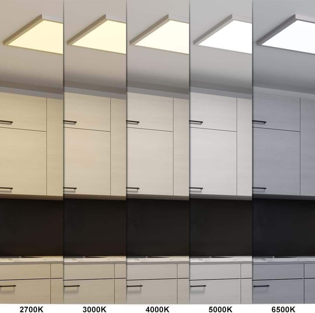 Good Earth Lighting 24in Smart Direct Wire LED Flat Panel Ceiling Light Fixture in Brushed Nickel, 4000 Lumens Wi-Fi & Bluetooth Capable, Fully Selectable White Light Settings from 2700K to 6500K