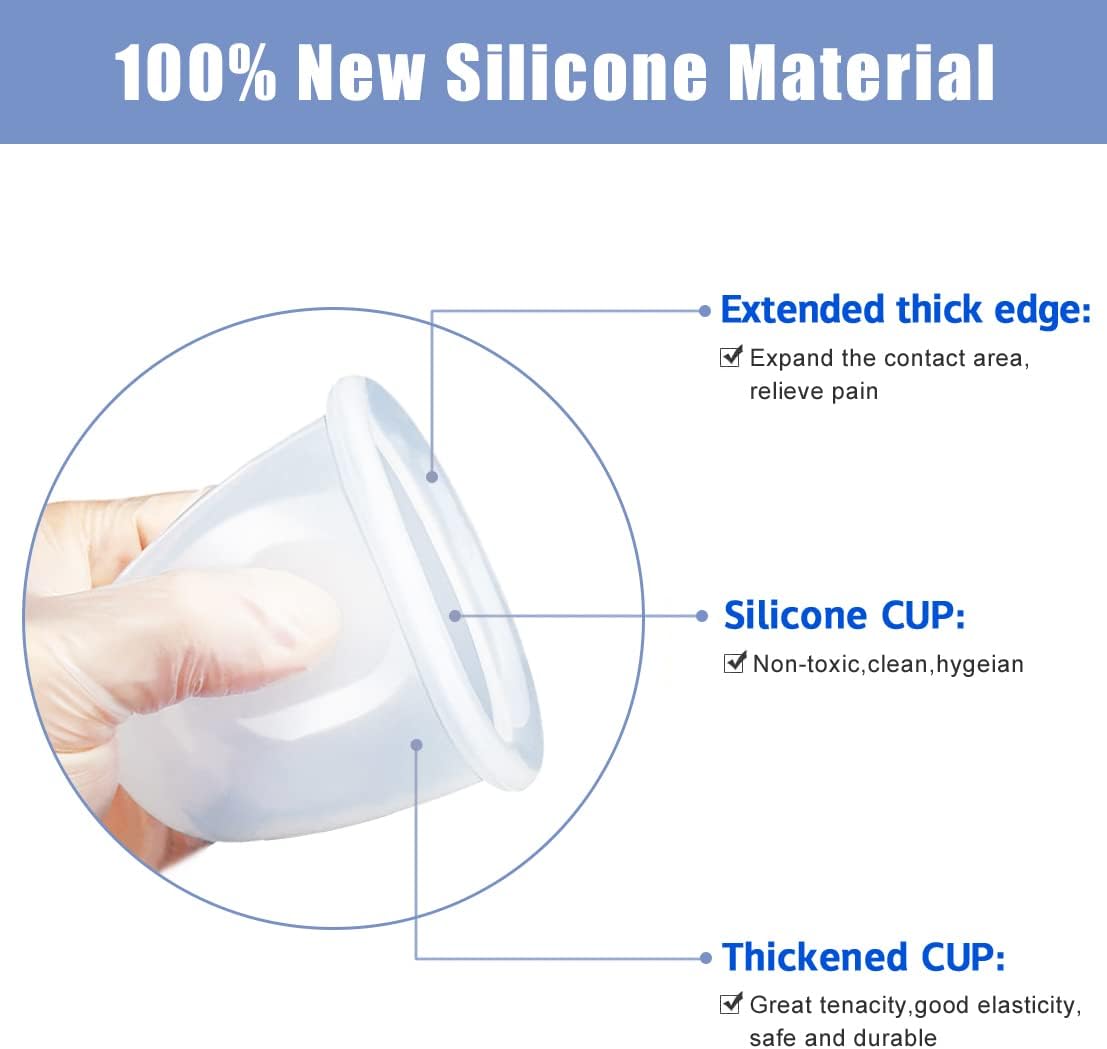 ONECUPPTOP Cupping Therapy Sets 8 Pcs Silicone Vacuum Suction Massage Anti Cellulite Cups Body and Face Massage Cupping Set