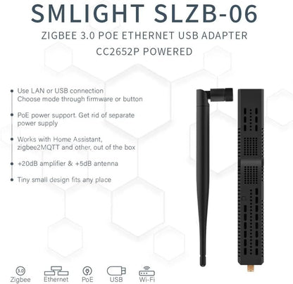 SMLIGHT SLZB-06 NoPOE â€“ A Zigbee 3.0 to Ethernet, USB, and WiFi Adapter, Works with Zigbee2MQTT, Home Assistant, ZHAï¼ˆNot Supporting POE Powerï¼‰
