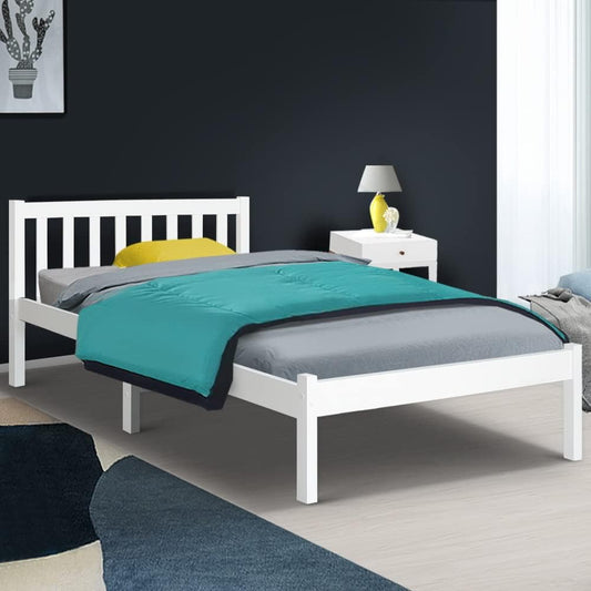 Artiss King Single Bed Frame Platform Wooden Timber Frames Beds Base Bedroom Room Decor Home Furniture White for Kids, Toddler and Adult, Modern Design