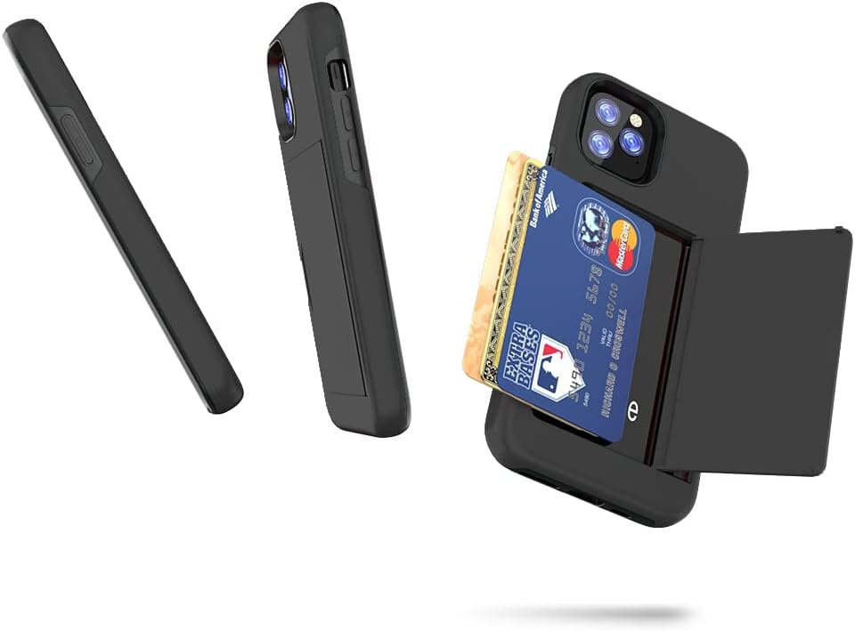 Asuwish Phone Case for iPhone 11 Pro 5.8 with Tempered Glass Screen Protector Cover and Credit Card Holder Stand Slim Hybrid Mobile Cell Accessories iPhone11pro iPhone11 i XI 11s 11pro Women Men Black