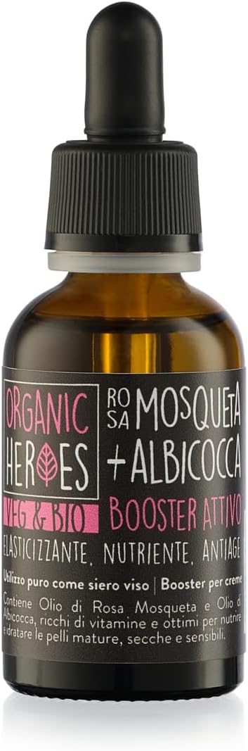 Organic Heroes | Rosehip + Apricot, Face Oil with Light Texture, Concentrate of Vitamins and Essential Elements, Anti-Aging and Soothing Effect, Ideal for Mature and Very Dry Skin, 30 ml