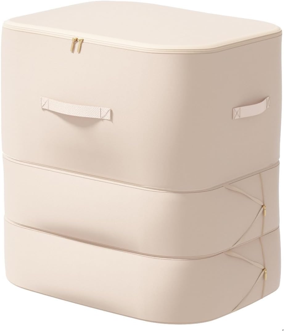 Ultra Space Saving Self Compression Organizer, Goramblessip Compression Organizer, Heavy Duty Moving Bags, for Comforters Blankets Bedding (Beige,X-Large)