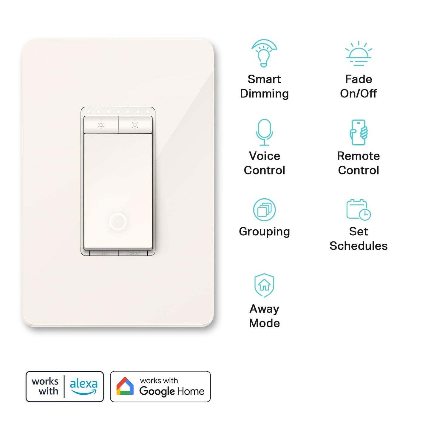 Kasa Smart Dimmer Switch HS220-LA, Light Almond, Single Pole, Needs Neutral Wire, 2.4GHz Wi-Fi Light Switch Compatible with Alexa and Google Home, UL Certified, No Hub Required