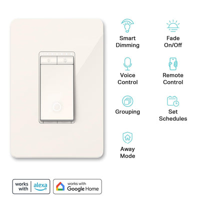 Kasa Smart Dimmer Switch HS220-LA, Light Almond, Single Pole, Needs Neutral Wire, 2.4GHz Wi-Fi Light Switch Compatible with Alexa and Google Home, UL Certified, No Hub Required