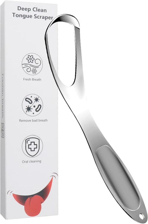 Tongue Scraper, Oral Care Cleaning Tool, Stainless Steel Material, Fan Shape Tongue Scraper Cleaner, Daily Breath Solution For Adults In Bathroom, 5.5 x 1 In, Silver, 1 Pack