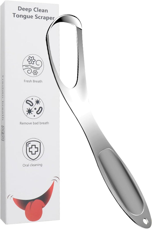 Tongue Scraper, Oral Care Cleaning Tool, Stainless Steel Material, Fan Shape Tongue Scraper Cleaner, Daily Breath Solution For Adults In Bathroom, 5.5 x 1 In, Silver, 1 Pack
