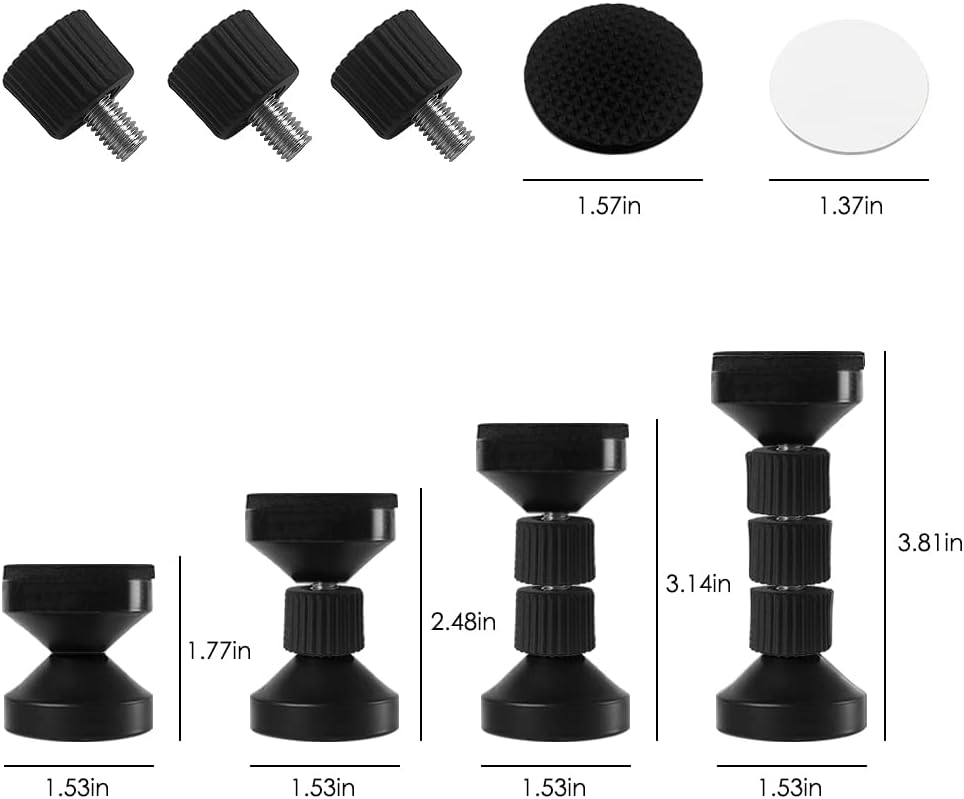 4PCS Adjustable Threaded Bed Frame Anti-Shake Tool for Bed,Danzix Headboard Stoppers Headboards Prevent loosening Anti-Shake Fixer,40-100mm (Black)