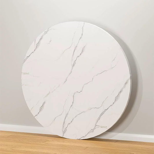 Wood Round Table Top 16 20 24 36 39" for Patio/Coffee/Dining Table Tops, DIY Replacement Circle Tabletop 0.6" Thick(White Marble,50cm/19.7")