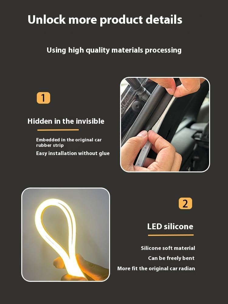 Dynamic Flowing Car Trunk Light Strip, Upgrade Flexible Universal Trunk LED Light Strip, Universal Waterproof Cargo Ambient Lighting for Car Trunk Illumination Decoration (Blue, Half Circle 2m/6.6ft)