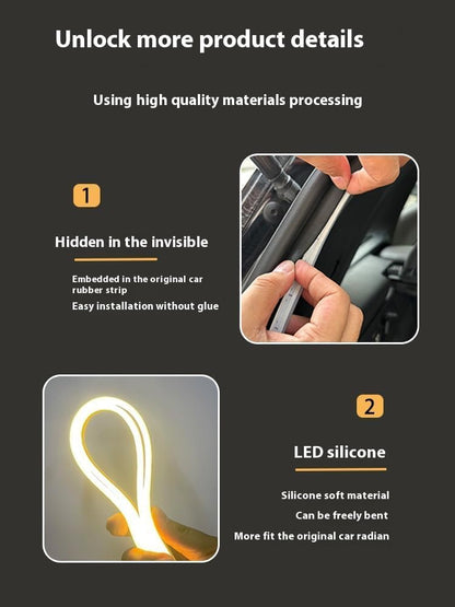 Dynamic Flowing Car Trunk Light Strip, Upgrade Flexible Universal Trunk LED Light Strip, Universal Waterproof Cargo Ambient Lighting for Car Trunk Illumination Decoration (Blue, Half Circle 2m/6.6ft)