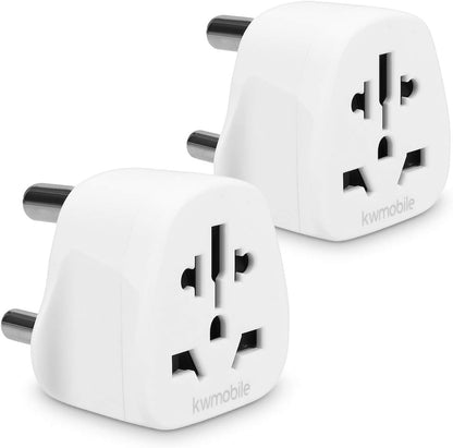 kwmobile 2x Travel Adapter South Africa - Type M Type M Socket Adapter South Africa Mozambique Leshoto Bhutan Namibia - White