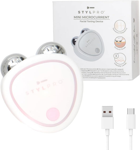 STYLPRO Mini Microcurrent Facial Toning Device – Firming & Lifting, Non-Invasive, Long Lasting, Time Saving, Home Facial, Microcurrent Technology, 3 Intensity Settings, Rechargeable, Portable