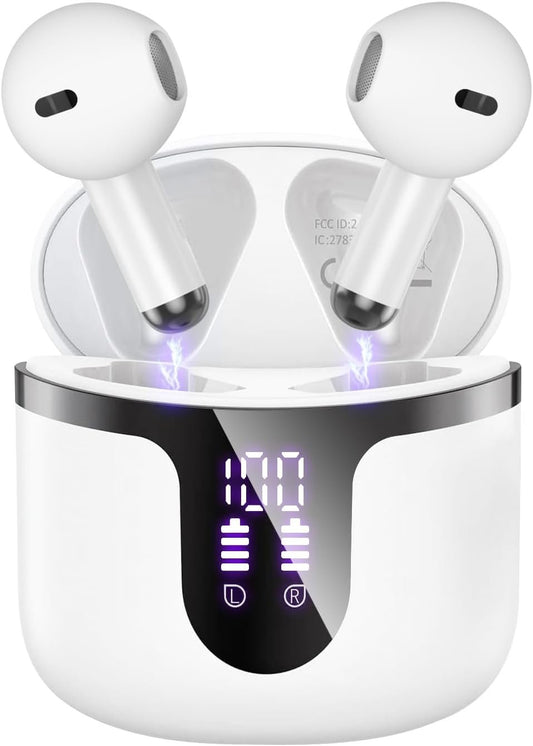Wireless Earbuds Bluetooth 5.3 LED Display Headphones with ENC Mic,40H Bluetooth Earphones in Ear Deep Bass Stereo Sound,Mini Ear Buds IP6 Waterproof,Touch Control for Work Sport