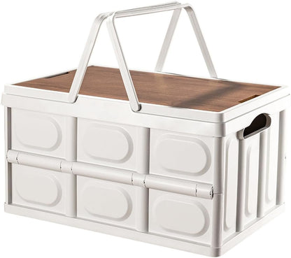 Durable Plastic Cargo Storage Box Collapsible SUV Trunk Organizer Outdoor Storage Organiser Box Secure Snap-on Lid Car Boot Organizer with Lid Plastic Crate Camp Trunk Picnics Basekt