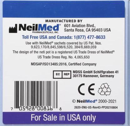NeilMed NasaFlo Unbreakable Neti Pot with 60 Premixed Packets