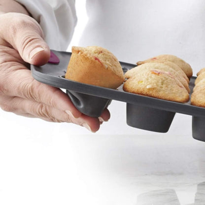Trudeau 24 Count Mini Muffin Pan Silicone Bakeware, Confetti White (05118554)