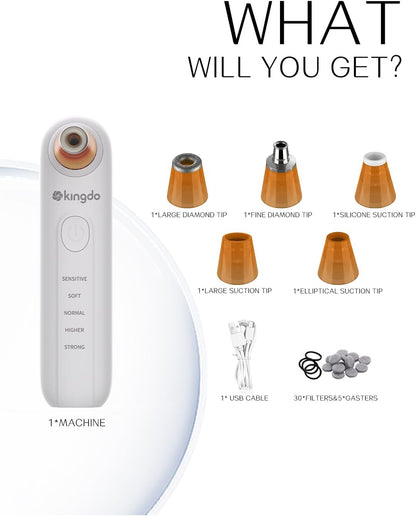 kingdo 2-in-1 Microdermabrasion Machine with 5 Diamond Tips & 5 Suction Modes for Facial Skin Care (Yellow-Brown)