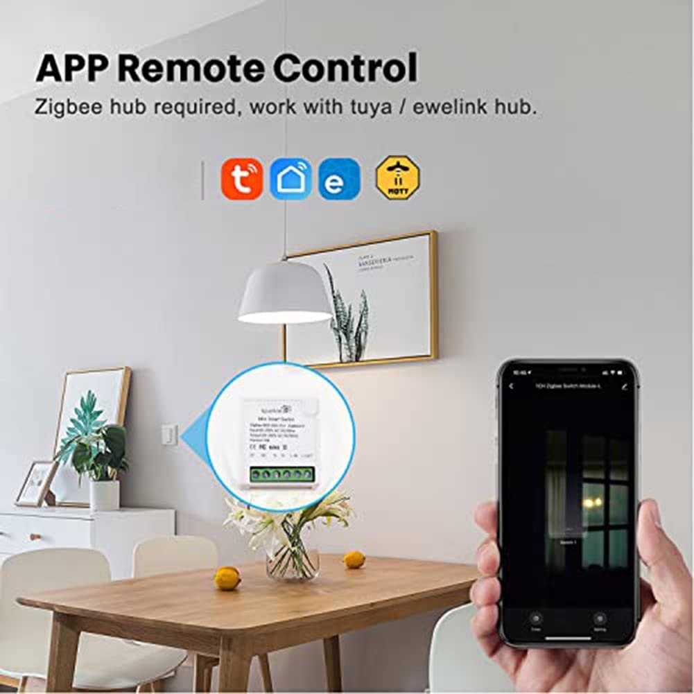 Zigbee WiFi Mini Smart Switch Relay Module 2 Way Dual-Mode Control 16A Switch for Smart Home Automation, Compatible with Alexa Google Home