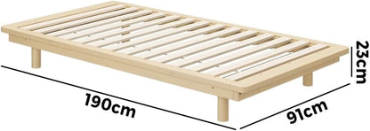 Oikiture Single Bed Frame Solid Wood Frame Platform Bed Wooden Bed Base