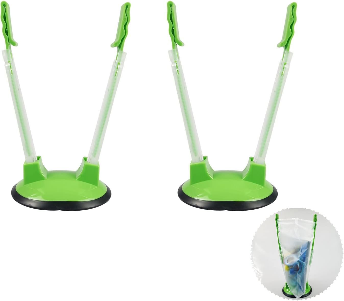 WishLotus Baggy Bag Holder, 2 Pack Plastic Retractable Adjustable Food Prep Bag Holder, Hands Free Freezer Bag Holder with Strong Base for Kitchen Support Bag Storage Food (2)