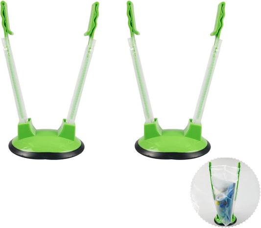 WishLotus Baggy Bag Holder, 2 Pack Plastic Retractable Adjustable Food Prep Bag Holder, Hands Free Freezer Bag Holder with Strong Base for Kitchen Support Bag Storage Food (2)