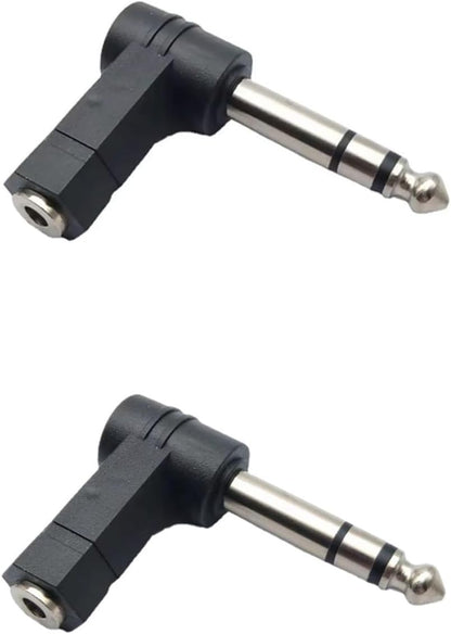 JZK 2 x TRS Angle Adapter, 1/8" to 1/4" Audio Adapter, 3.5mm Jack to 6.35mm Plug 90° Stereo Audio Adapter Converter Connector for Professional Audio Devices